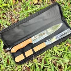 Kit Churrasco Faca e Garfo 2 peças Personalizado Nome Time Logo Empresa
