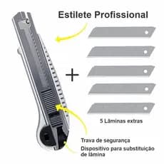 Estilete De Metal Profissional 18mm + 5 Lâminas Extras Empresa Ecommerce