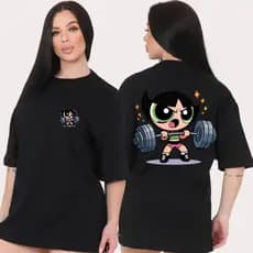Camiseta Academia Feminina 100% Algodao Docinho Lindinha As Meninas Super Poderosa