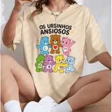 LANÇAMENTO camiseta feminina 100% algodão estampa varios Ursinhos Carinhosos