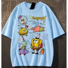 CAMISETA UNISSEX PARA VARIAS OCASIOES 100% ALGODÃO ESTAMPA BOB ESPONJA / DENGFUYUN