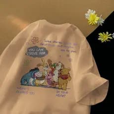 lançamento  Camiseta Feminina 100% algodão Solta, Casual, Estampada, Gola Redonda t shirt blusa the pooh ursinho pooh