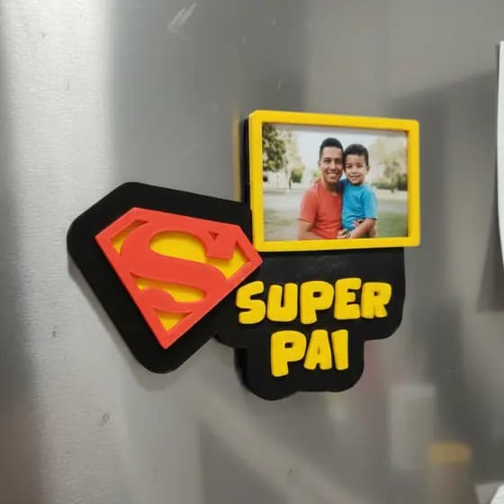 Dia dos Pais Super Pai Porta-Retrato Ímã de Geladeira – Presente Criativo e Personalizado