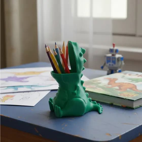 Porta Lápis/Caneta Dinossauro – Organizador Criativo e Decorativo para Escrivaninha