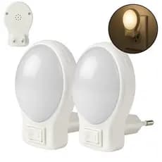 Luminária 1 Ou 2 Unidades De Tomada Mini Abajur Quarto Luz Noturna Bebê Criança Branco Frio Bivolt