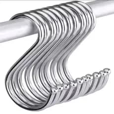 Kit 10 Ganchos Aço Inox Tipo S Multiuso Suporte Utensílios Cozinha Roupa Resistente Organizador