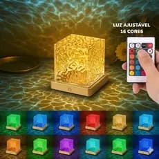 Abajur Quarto Projetor Ondas Do Mar 16 Cores Luminária Led De Mesa Luz Noturna Com Controle