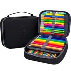 Estojo Box Escolar Com Elásticos Divisórias Feminino Masculino Lápis Caneta Escola Grande