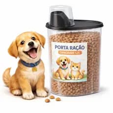 Porta Ração Com Dispenser e Dosador Hermético Antibacteriano Pet Cachorro Gato 1,7 Litros