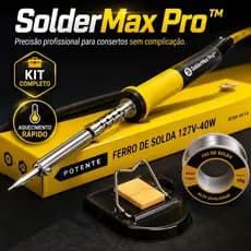 Ferro de Solda 40W 127V SolderMax Pro™ Kit Completo com Estanho Suporte e Esponja para Eletrônica e Reparos