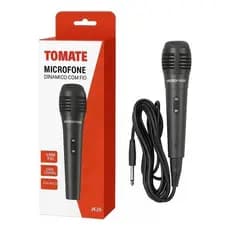 Microfone Profissional com Fio Tomate MT-1010 Som HD Cabo 2,5m para Karaokê Igrejas e Eventos