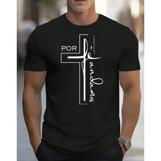 Camiseta Estampa Fé Unissex 100% Algodão Estilosa Estampada Casual Lançamento