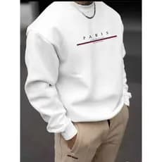 Moletom Gola Careca Paris Blusa de Frio Unissex Sem Capuz Gola Redonda Moletom Estampado