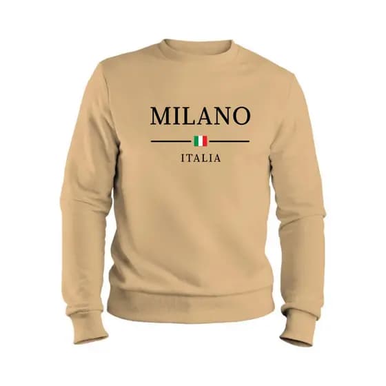 Blusa de Frio Gola Careca Moletom Milano Italia Casual Flanelado Careca Gola Redonda