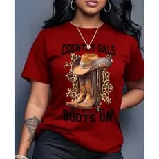 Camiseta Feminina Estampa Country Barretos Camisa Blusa Gola Redonda Malha 30.1 Envio Imediato