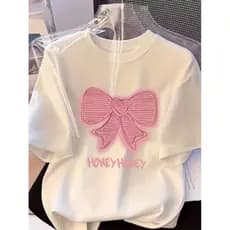 Camiseta Feminina t shirt Laço Super Estilosa 100% Algodão