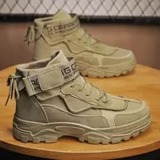 √ √ √ √ Botas Martin Sapatos Masculinos Primavera Outono Botas de Cano Alto Sapatos Masculinos Versão Coreana Tudo Combi