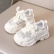 Tênis infantis CBWH para meninas, tênis casuais estilo princesa para meninas, tênis leves e antiderrapantes para estudan