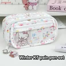 0PBR (YGD) Estojo de Lápis Multicamadas Fofo Sanrio Hello Kitty KT Gato Grande Capacidade Bolsa de Armazenamento