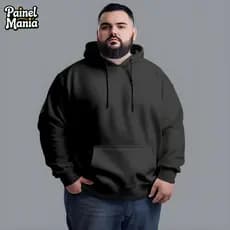 Blusa Moletom Masculina Lisa Plus Size Canguru Com Capuz