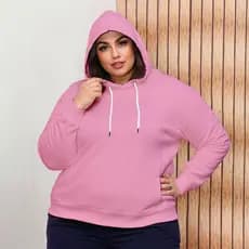 Moletom Plus Size Feminino Canguru Com Capuz Liso Blusa de Frio Casaco Blusao Inverno Moletom