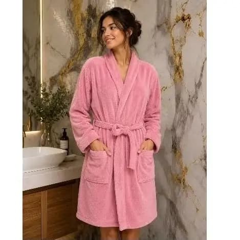 Roupão Aveludado Plush Flannel Fleece Unissex Manga Longa Luxo Com Bolso Quentinho