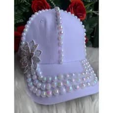 bone feminino personalizado com perolas