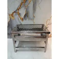 Churrasqueira aço inox com Grelha Mini Portátil
