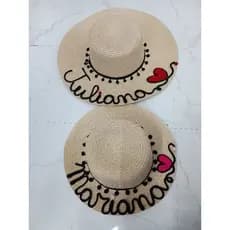 chapéu de praia personalizado com nome, kit mãe e filha moda verão