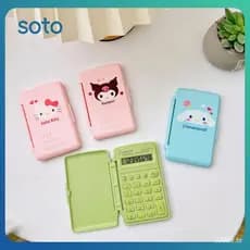 Soto Sanrio Kuromi Olá Kitty Calculadora Kawaii Flip Capa Multifuncional Pochacco Mini Calculadora Portátil Presente De