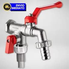 Torneira Esfera 2 Saídas Maquina Tanque Lavanderia 1/2  3/4 Metal Cromado Bico Removível