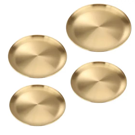 Bandeja de Aço Inoxidavel Luxo Dourado Redondo 14cm
