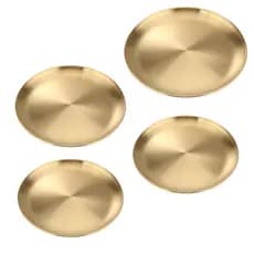 Bandeja de Aço Inoxidavel Luxo Dourado Redondo 14cm