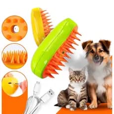 3 em 1 Escova a Vapor Para Gatos e Cães Autolimpante Massagem Remover de Pêlos Recarregável USB