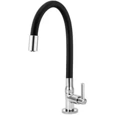 Torneira de Cozinha de Mesa Gourmet Bica Flexível Preta Giro 360°