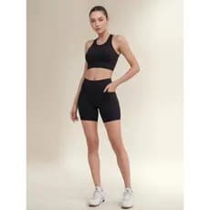 Conjunto Fitness Feminino Shorts Modelador com Bolso e Top para Academia