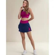 Conjunto Fitness Feminino Top com Recorte + Short Saia com Bolso – Academia e Treino