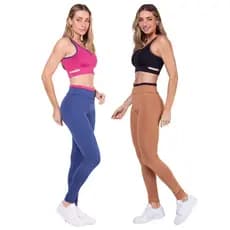 Conjunto Fitness Feminino – Top Nadador + Legging Cintura Alta com Bolso para Academia