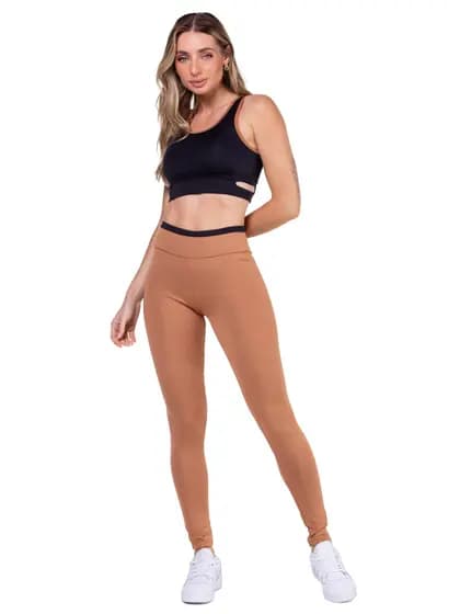 Conjunto Esportivo Feminino com Legging Cintura Alta e Top Nadador Ideal para Academia e Musculação