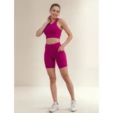 Conjunto Fitness Feminino Top Nadador + Shorts Bolso Cintura Alta UV50+ | Belifit Oficial