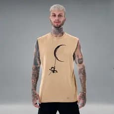 Camiseta Over Regata Oversized Camisa Machão Cavada Lua Astronauta Tecido Algodão