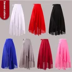 Saia de Dança Clássica para Adultos, Ballet, Peça Única, Com Amarração, Chiffon, 85cm JDI0