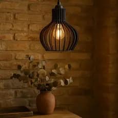Luminária Lustre Teto Coquinho Mdf - Preto