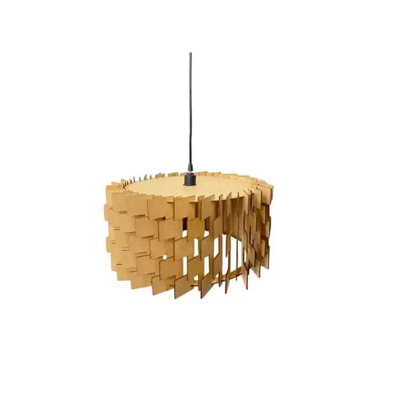 Lustre Desconstruído Teto Pendente Luminária Madri Mdf Cru