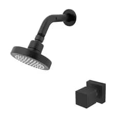 Kit Ducha Chuveiro Preto Piscina, Banheiro e Área Externa Slim Articulável c/ Acabamento e Registro
