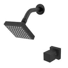 Kit Banheiro Ou Piscina Ducha Chuveiro Externo Slin Quadrado Tubo Inox Preto Fosco Articulável