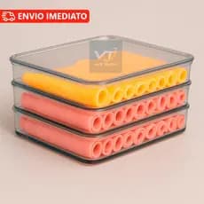 Porta Frios Presunto Queijo Acrílico Resistente Com Tampa Hermético Empilhável Duplo Triplo