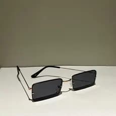 Óculos de sol retangular feminino masculino armação metal quadrado sem aro cores uv