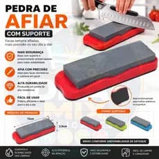 Pedra De Afiar Facas Com Suporte Antiderrapante 11cm Amolador Manual Cozinha Cutelaria