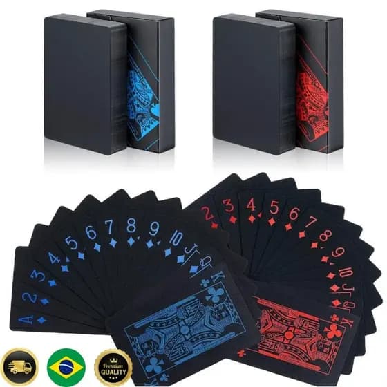 Baralho Premium à Prova d’Água – Black Poker | Design Moderno e Durável!